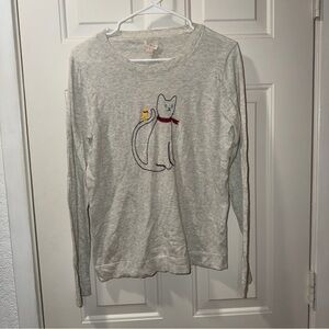 J. Crew Womens Embroidered Cat in Bandana Teddie Sweater Size Medium